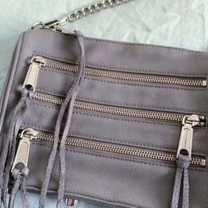 Rebecca Minkoff Mini 5 Zip Crossbody Purse Grey